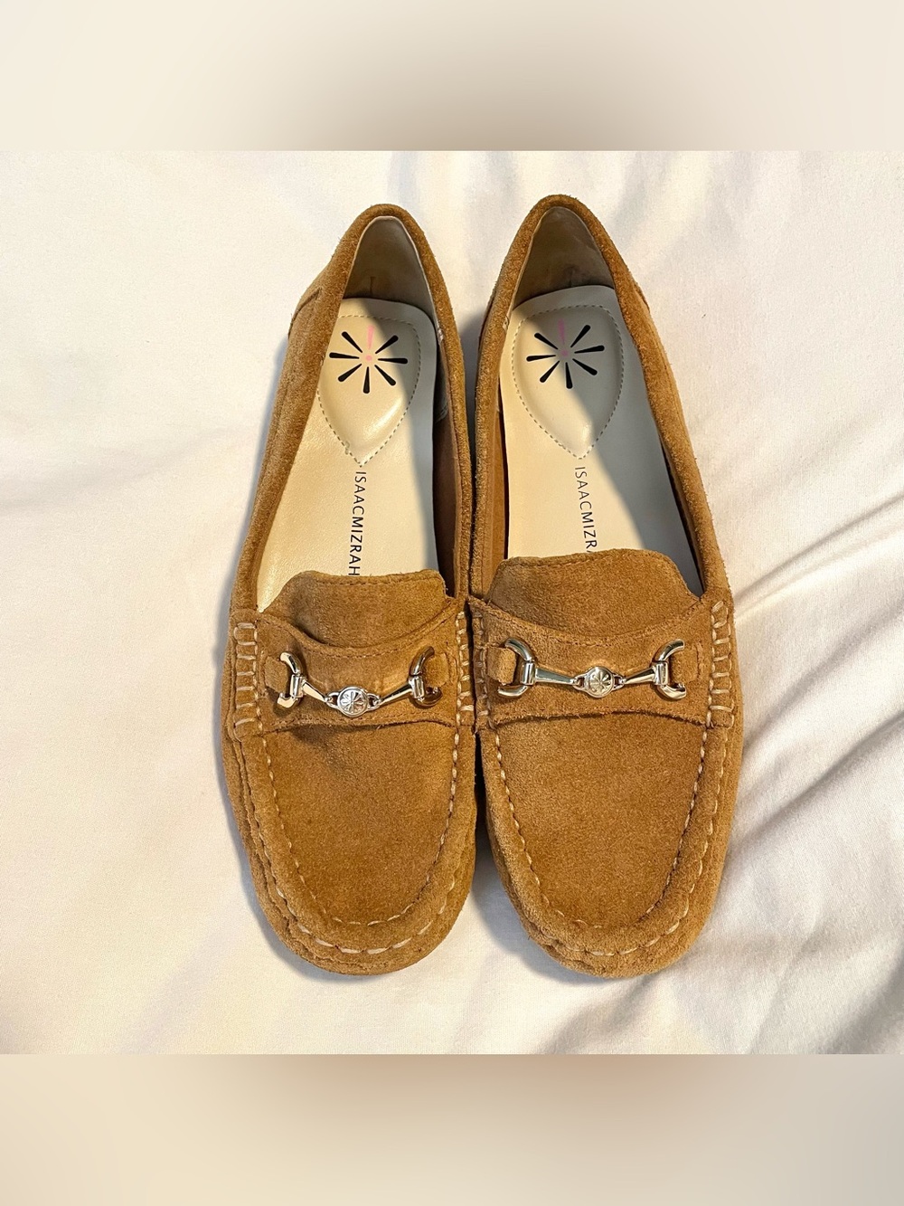 Isaac Mizrahi ANNIE Tan Suede Driving Moccasins/Loafers- Horsebit-Wmn Sz 7 W(?)